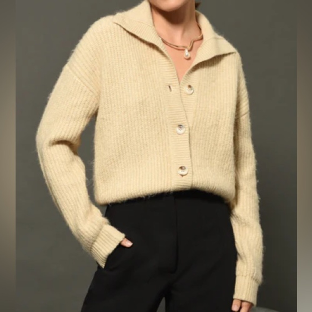 Greylin Pauline Button Front Crop Sweater pink